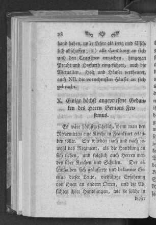 X. Einige höchst angepriesene Gedanken des Herrn Seniors Fresenius.