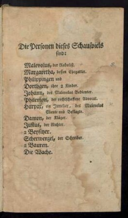 Die Personen dieses Schauspiels sind: