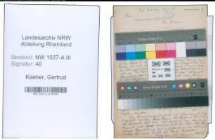 Entnazifizierung Gertrud Kaeber , geb. 00.00.0000 (Bahnsekretaer)