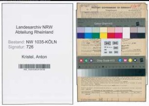 Entnazifizierung Anton Kristel , geb. 01.12.1897 (Bergmann)