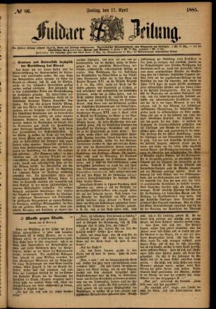 Ausgabe vom Freitag, den 17. April 1885.