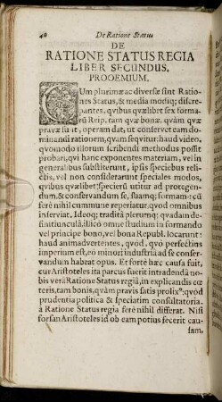 De Ratione Status Regia Liber Secundus.