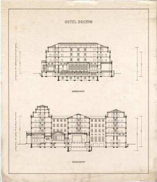 Billing, Hermann; Bochum (Nordrhein-Westfalen); Hotel Bochum - Querschnitt; Längsschnitt