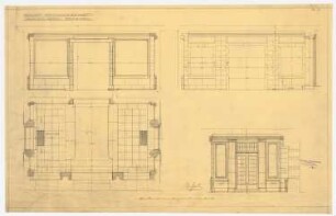 Berliner Handelsgesellschaft, Berlin Erweiterung: Bankvestibül: Wandansichten, Grundriss 1:25