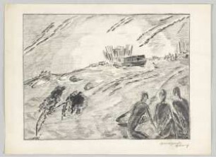[Futuristische Landschaft mit drei Gestalten]