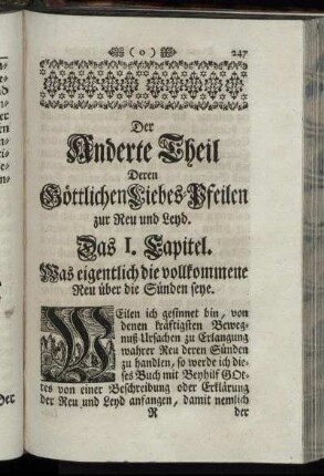 Das I. Capitel. Was eigentlich die vollkommene Reu über die Sünden seye. - Das V. Capitel Die dritte zur Reu und Buß aufmunterende Beweg-Ursach [...]