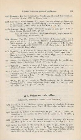 XV. Sciences naturelles