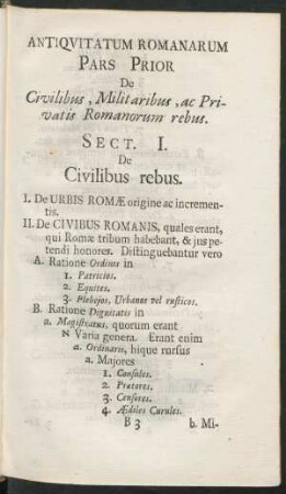Antiquitatum Romanarum Pars Prior