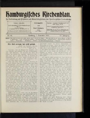 Nr. 45. Hamburg, 7. November 1915. 12. Jahrgang.