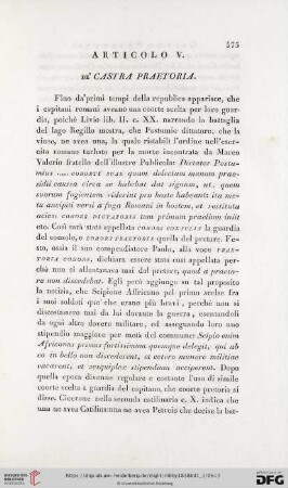 Articolo V. De'Castra Praetoria
