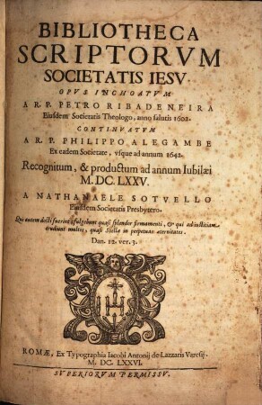 Bibliotheca Scriptorvm Societatis Iesv