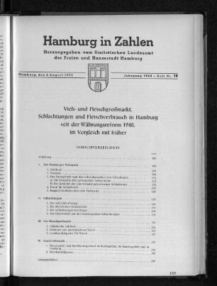 Vieh- und Fleischgroßmarkt, Schlachtungen und Fleischverbrauch in Hamburg seit der Währungsreform 1948 im Vergleich mit früher