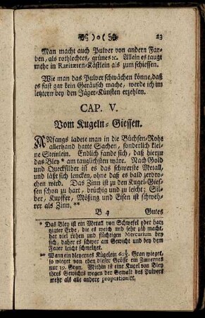 Cap. V. Vom Kugeln-Giessen - Cap. VIII. Von Schwantz-Schrauben