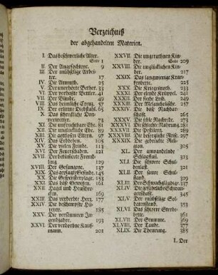 Verzeichniß der abgehandelten Materien.