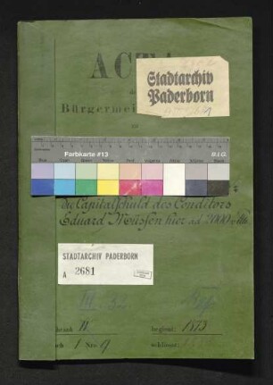 Kapitalschulden des Konditors Eduard Müssen zu Paderborn über 2000 Taler