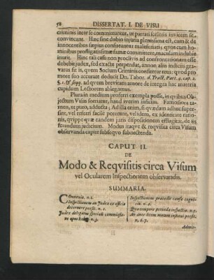 Caput II. De Modo & Requisitis circa Visum vel Ocularem Inspectionem observandis.