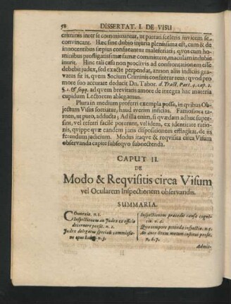 Caput II. De Modo & Requisitis circa Visum vel Ocularem Inspectionem observandis.