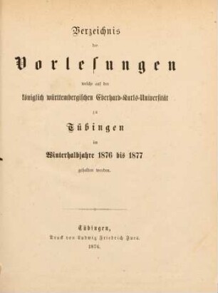 Vorlesungsverzeichnis 1876/77