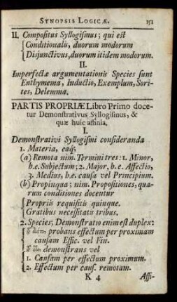 Partis Propriae Libro Primo docetur Demonstrativus Syllogismus, & quae huic affinia.