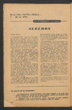 Sueldos : De la vieja política criolla y ... de la otra
