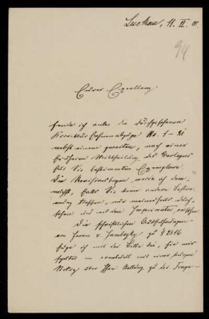 94: Brief von Friedrich Ritgen an Gottlieb Planck, Luckau (Landkreis Dahme-Spreewald), 11.6.1900