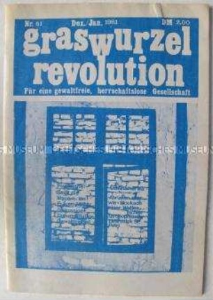 Anarchistischer Monatszeitschrift "graswurzelrevolution" u.a. über Abrüstung, Kriegsdienstverweigerung und Probleme der Dritten Welt - Sachkonvolut