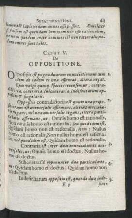 Caput V. De Oppositione.