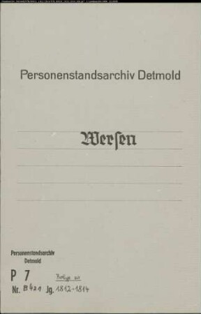 Belegakte zum Heiratsregister (B 1812-1814) der Munizipalität Wersen