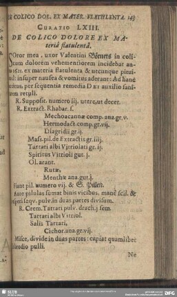 Curatio LXIII. [Curatio LXV.] DE Colico Dolore Ex Materia flatulenta
