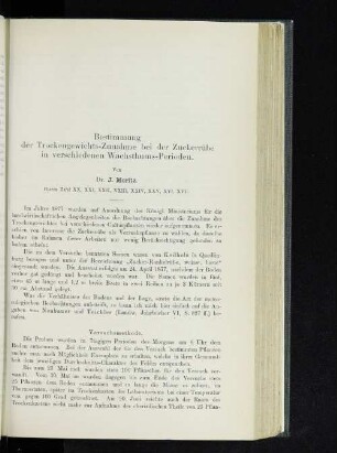 Bestimmung der Trockengewichts-Zunahme bei der Zuckerrübe in verschiedenen Wachsthums-Perioden