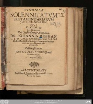 Vindiciae Solennitatum Testamentariarum Iustinianearum