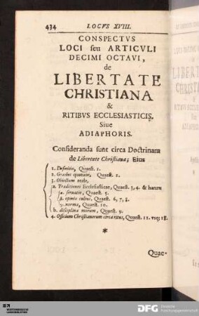 Locvs XVIII. De Libertate Christiana.