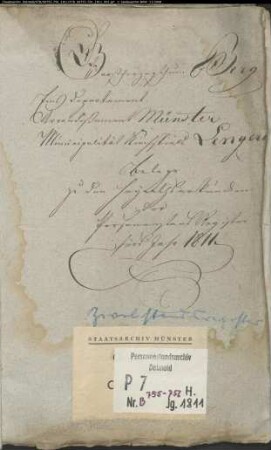 Belegakte zum Heiratsregister 1811 der Munizipalität Kirchspiel Lengerich
