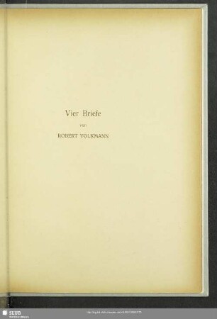 Vier Briefe von Robert Volkmann