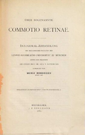Ueber sogenannte Commotio retinae : Inaugural-Abhandlung (von München)