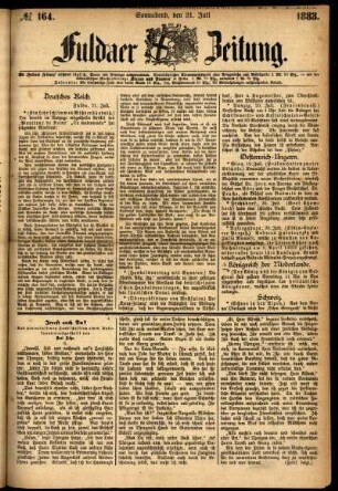 Ausgabe vom Samstag, den 21. Juli 1883.
