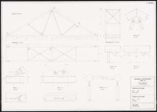 Brücke Schinkelwettbewerb 1991: Stahlfachwerkträger: Details, Ansichten, Schnitte 1:10