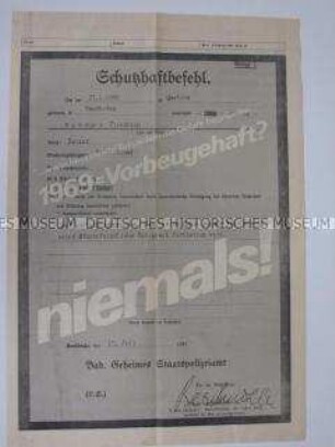 Ganzseitige Anzeige in der Zeitung "die tat" gegen die Pläne der Bundesregierung zur Einführung der "Vorbeugehaft"