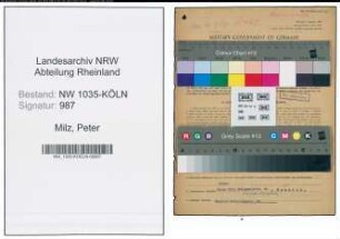 Entnazifizierung Peter Milz , geb. 11.05.1911 (Maschinenmeister)