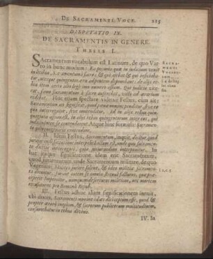 Disputatio IX. De Sacramentis In Genere.