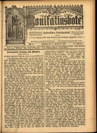 Erste Ausgabe vom Sonntag, den 17. September 1899.