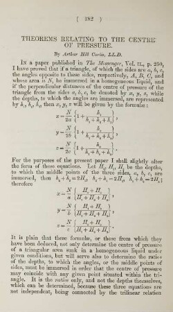 Theorems relating to the centre of pressure.