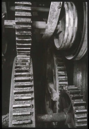 Papiermühle Niederzwönitz, Getriebe 1973 (Foto aus dem technischen Museum Papiermühle Niederzwönitz)