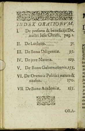 Index Orationum.