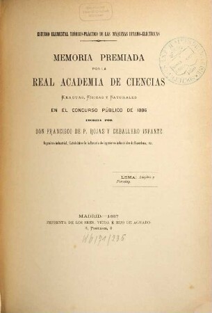 Memorias de la Real Academia de Ciencias Exactas, Físicas y Naturales de Madrid. 12. 1887