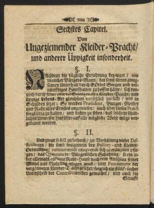 Sechstes Capitel. Von Ungeziemender Kleider-Pracht, und anderer Üppigkeit insonderheit.