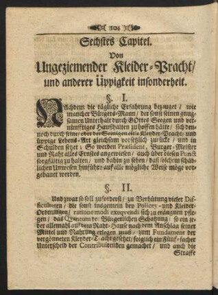 Sechstes Capitel. Von Ungeziemender Kleider-Pracht, und anderer Üppigkeit insonderheit.