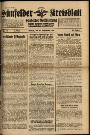 Erste Ausgabe vom Freitag, den 27. September 1940.