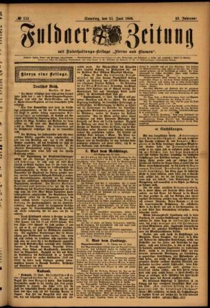 Erste Ausgabe vom Samstag, den 13. Juni 1896.