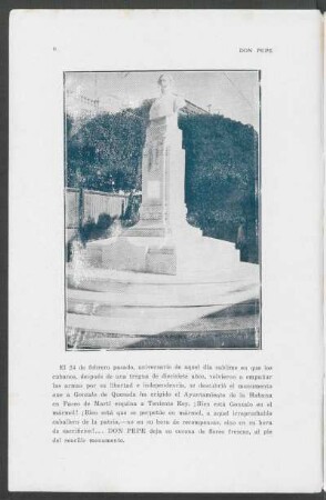 [Fotográfia de] Estatua de Gonzalo de Quesada [Ofrenda floral]